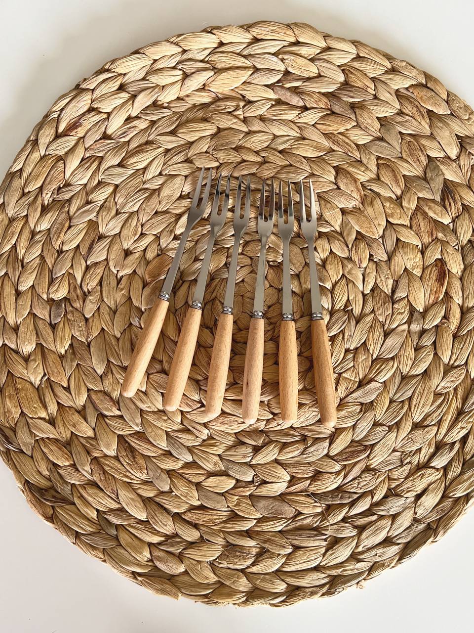 چنگال زیتون خوری دسته چوبی