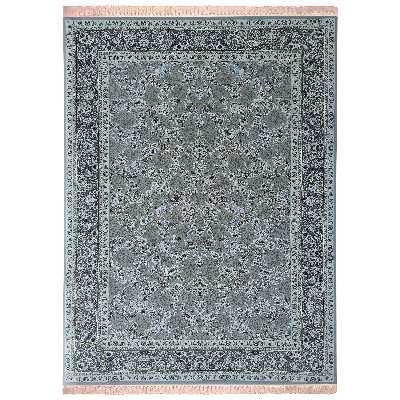 فرش ماشینی زمرد مشهد طرح افشان زمینه سیلور