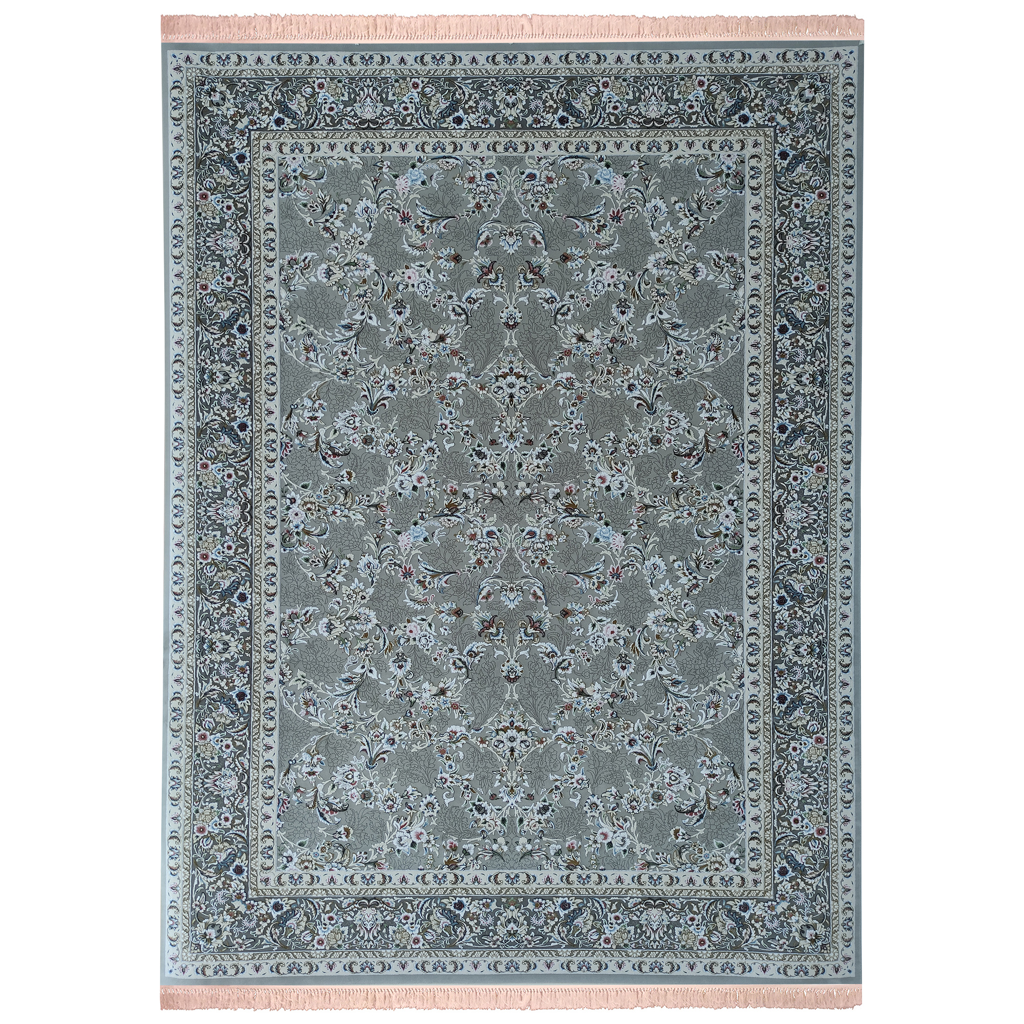 فرش ماشینی زمرد مشهد طرح افشان زمینه سیلور