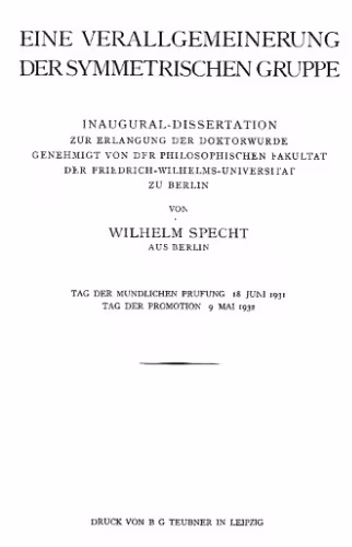 خرید و دانلود نسخه کامل کتاب Eine Verallgemeinerung der Symmetrischen Gruppe