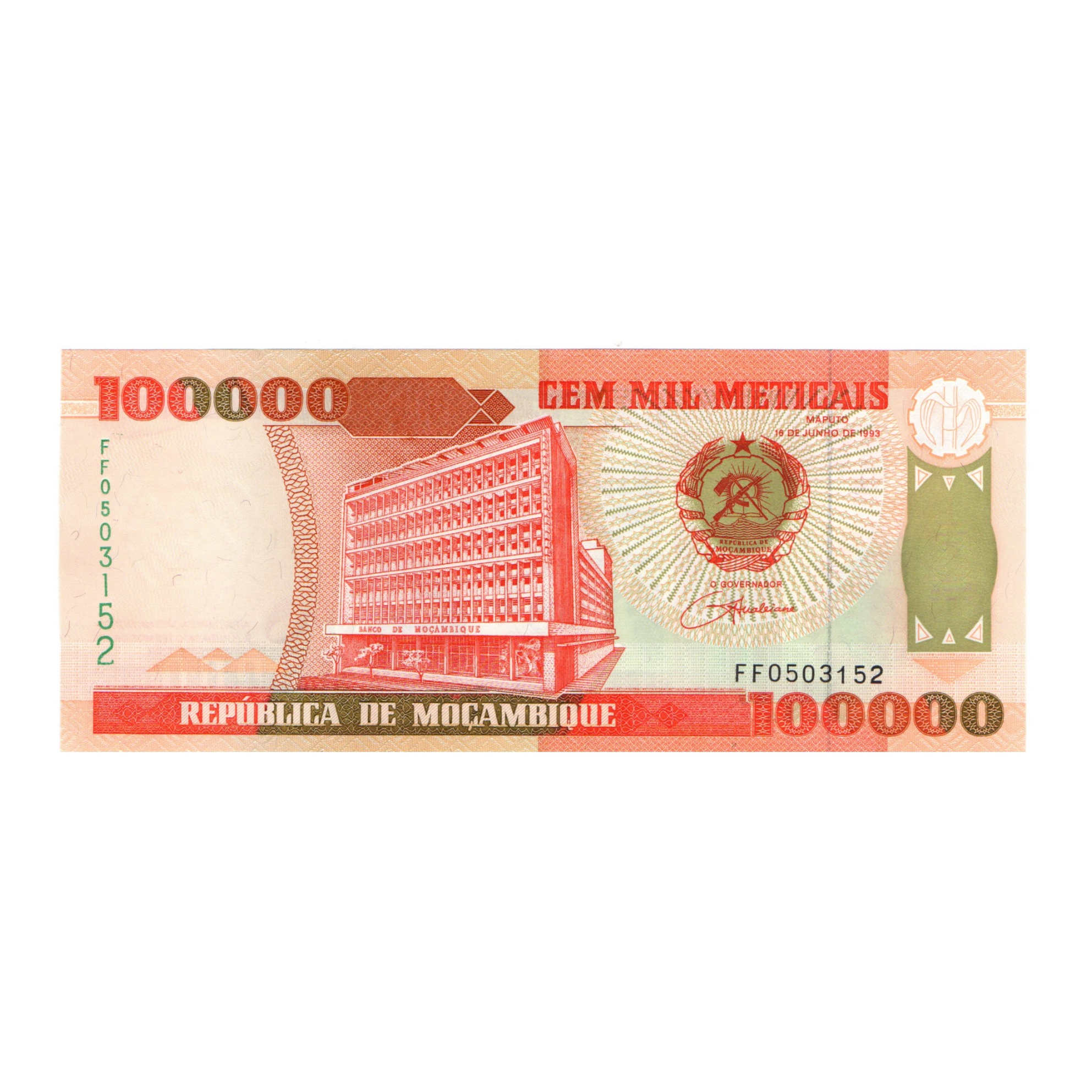 اسکناس تزئینی طرح کشور موزامبیک مدل 100.000 متیکال