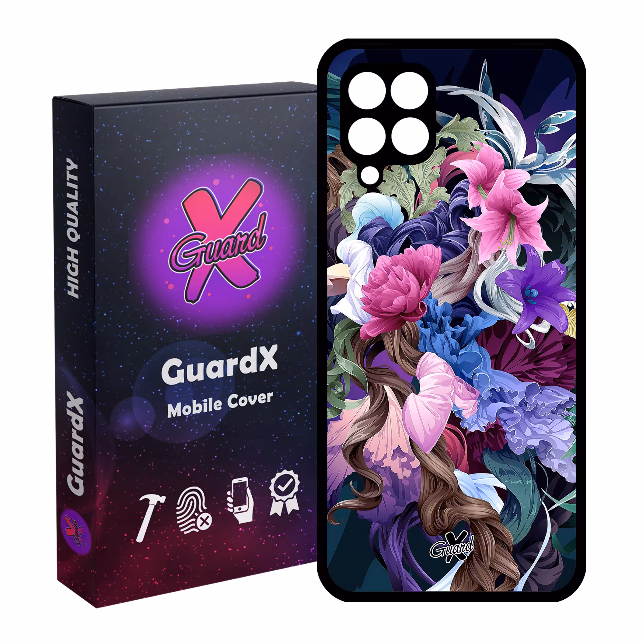 کاور گارد ایکس طرح Flower مدل Glass10172 مناسب برای گوشی موبایل سامسونگ Galaxy A12