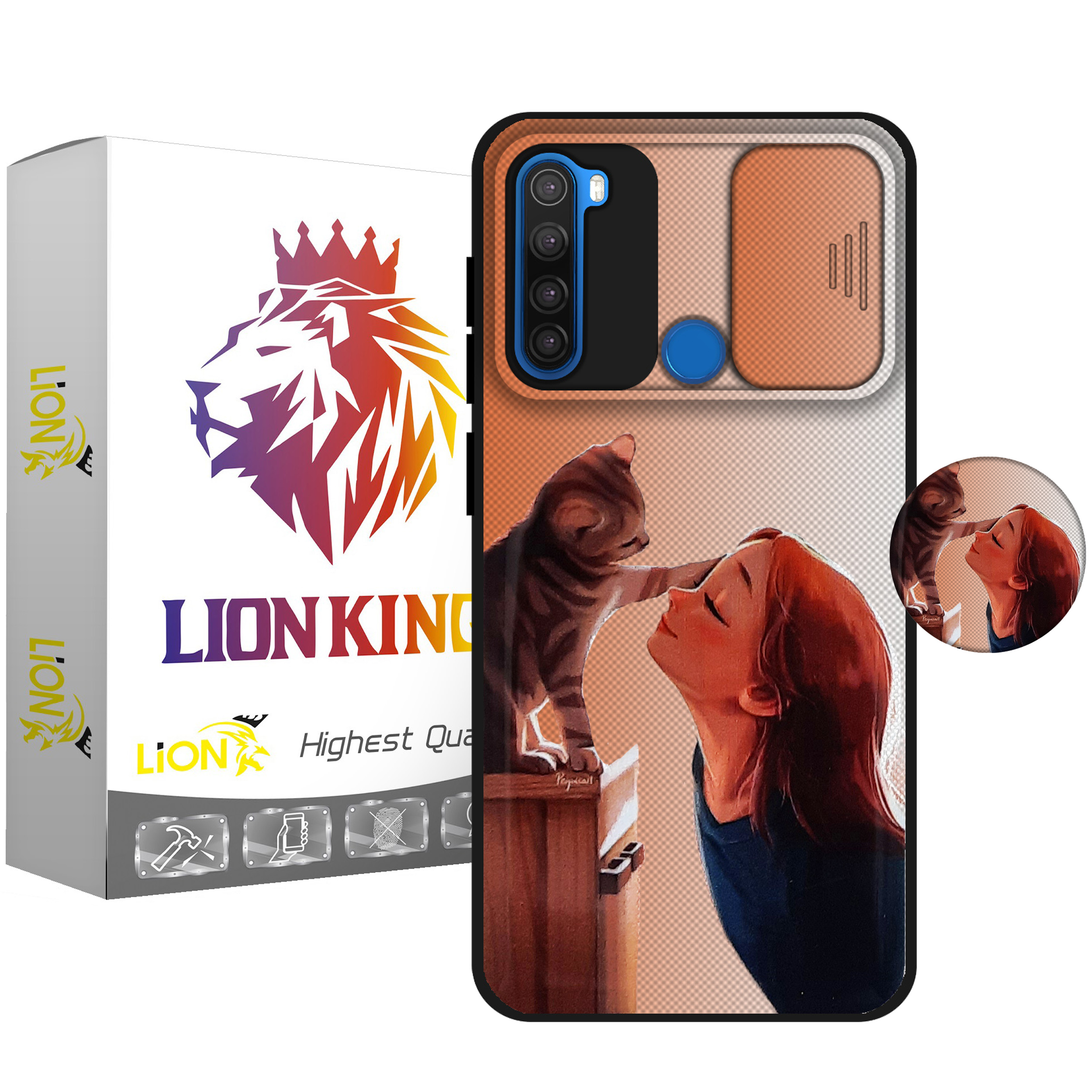 کاور لاین کینگ مدل GORBEHNAZ J2 مناسب برای گوشی موبایل شیائومی Redmi Note 8 به همراه پایه نگهدارنده