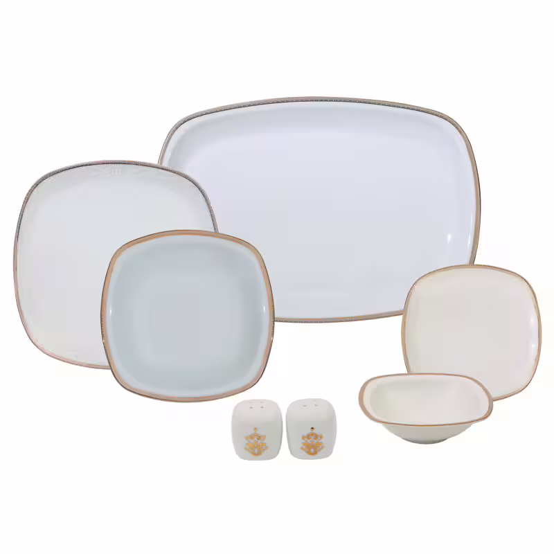 سرویس غذاخوری 27 پارچه چینی زرین ایران سری کواترو مدل ریوا درجه عالی