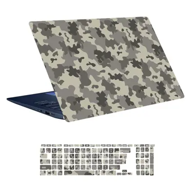 استیکر لپ تاپ توییجین و موییجین طرح Military کد 14 مناسب برای لپ تاپ 15.6 اینچ به همراه برچسب حروف فارسی کیبورد 