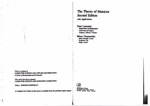 خرید و دانلود نسخه کامل کتاب The Theory of Matrices, Second Edition: With Applications (Computer Science and Scientific Computing)