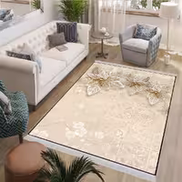 فرشینه فانتزی پذیرایی طرح گل طلایی سه بعدی BAs-7271
