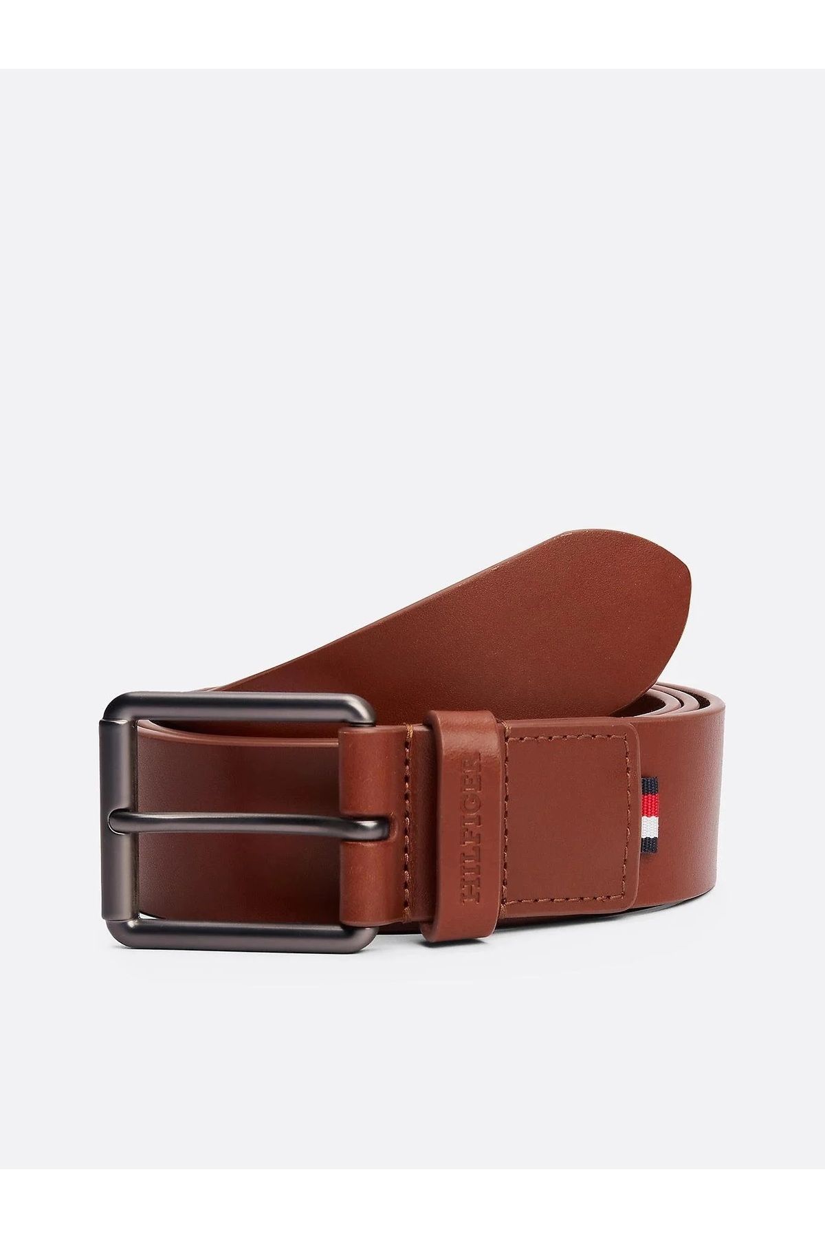 کمربند چند رنگ مردانه تسمه قابل تنظیم طراحی مستطیل شکل قهوه ای GVI Tommy Hilfiger