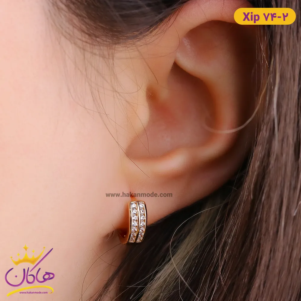 گوشواره استیل زنانه حلقه ای نگین دار | xip 74/2