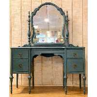 میز آرایش به همراه آینه بارنگ سبز آبی 