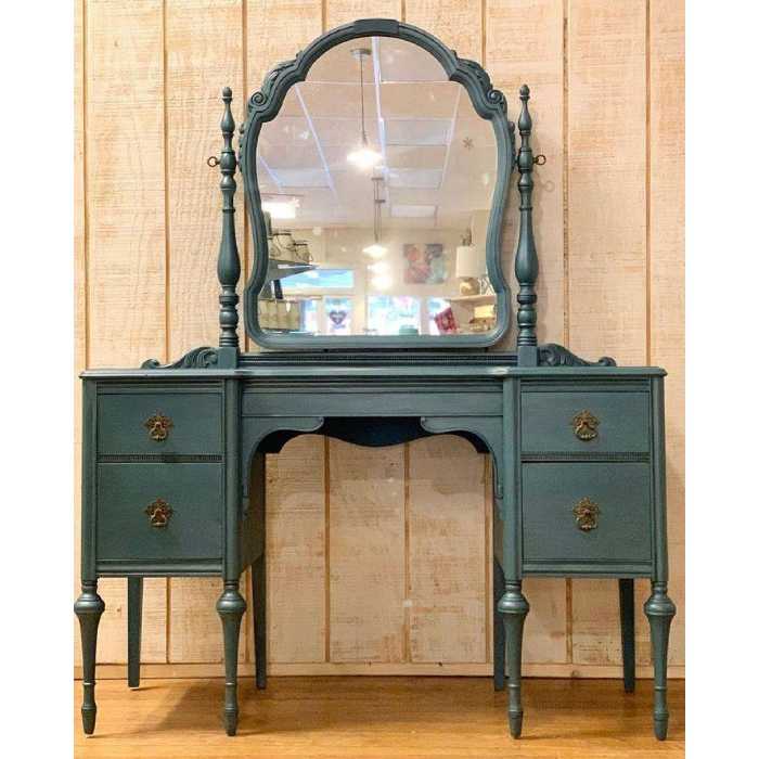 میز آرایش به همراه آینه بارنگ سبز آبی 