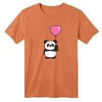 تی شرت آستین کوتاه بچگانه مدل پاندا و بادکنک قلبی رنگ گلبهی