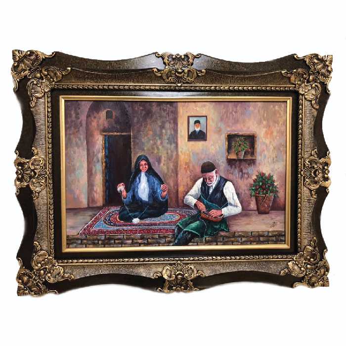 تابلو رنگ روغن طرح پیرمرد پینه دوز کد AAM07