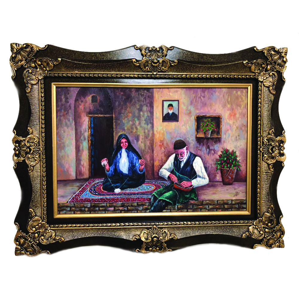 تابلو رنگ روغن طرح پیرمرد پینه دوز کد AAM07