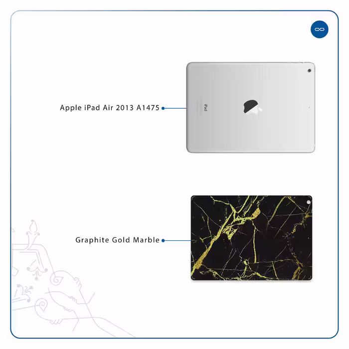 برچسب پوششی ماهوت مدل Graphite-Gold-Marble مناسب برای تبلت اپل iPad Air 2013 A1475