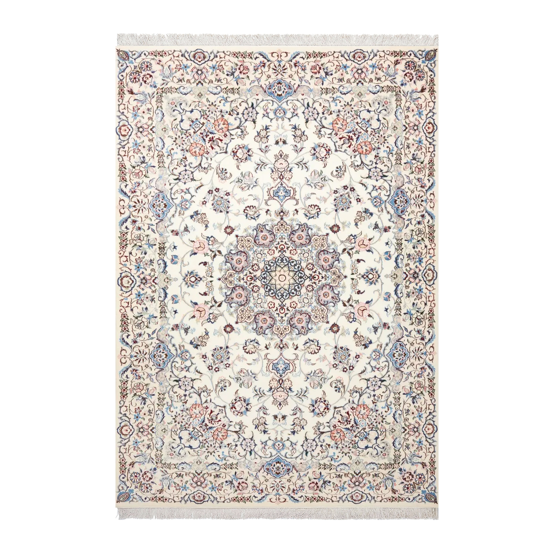 فرش ماشینی زانیس مدل سنتی طرح نایین زمینه کرم