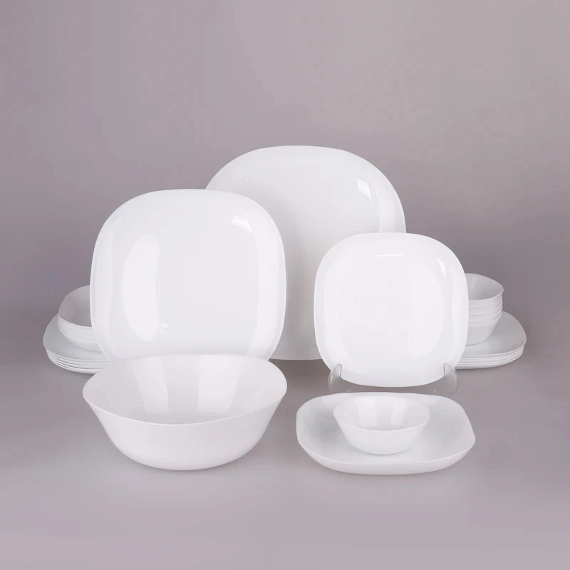 سرویس ارکوپال 26 پارچه  طرح مربع (ساده) گلدن اپال