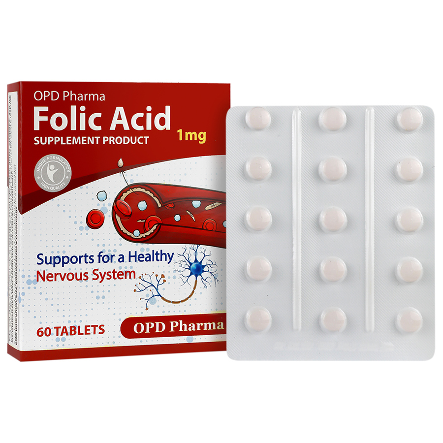 فولیک اسید 1 میلی گرم 60 عدد او پی دی فارما