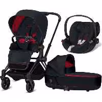 کالسکه کریر سایبکس پریام فراری رنگ مشکی با کریر کریکات شونده مشکی فراری کلودزیcybex e-priam ferrari black cloud z travel system