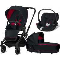 کالسکه کریر سایبکس پریام فراری رنگ مشکی با کریر کریکات شونده مشکی فراری کلودزیcybex e-priam ferrari black cloud z travel system