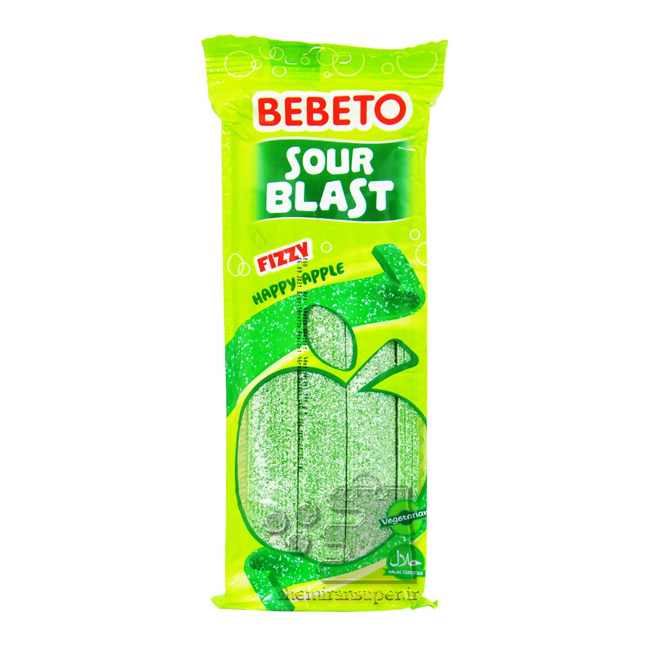 پاستیل شکری نواری سیب ترش ( گیاهخواری ) 180 گرم ببتو – bebeto