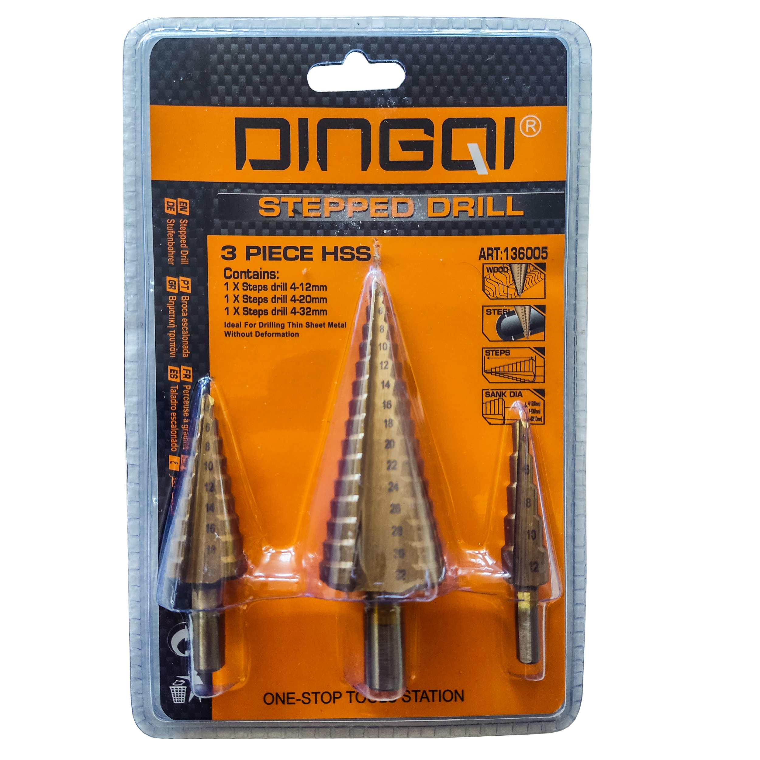 مته مخروطی دینگشی مدل ART - 136005 مجموعه 3 عددی