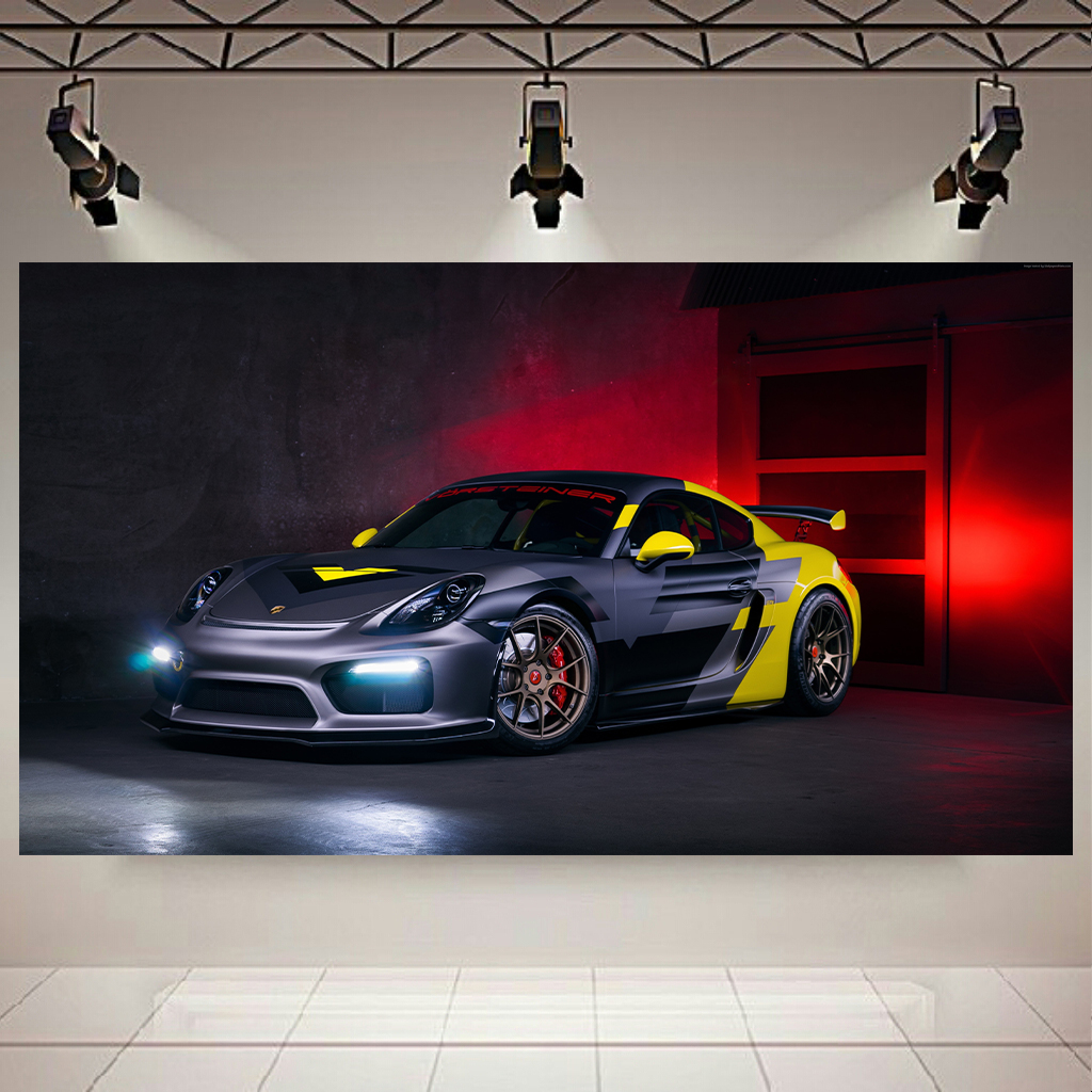 تابلو بوم طرح ماشین مدل پورشه Cayman GT4 کد AR4510