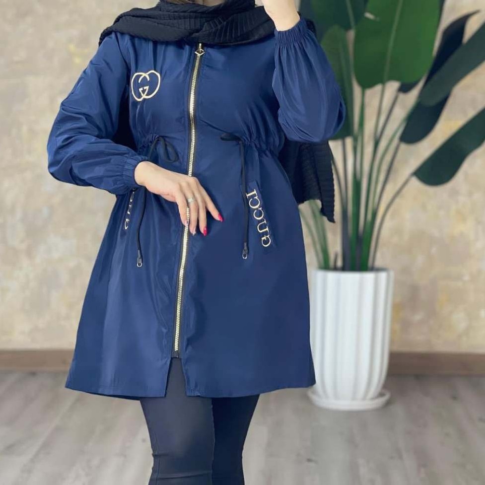 مانتو بارانی پاییزه مانتوبارونی کلاهدار جنس مموری 