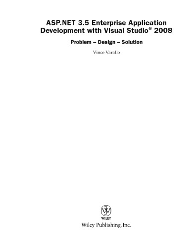 خرید و دانلود نسخه کامل کتاب ASPNET 35 Enterprise Application Development with Visual Studio 2008: Problem Design Solution