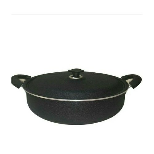 ماهیتابه گرانیتی نچسب سایز 38 برند هلنا ضخیم بسته دو عددی مشکی چروک