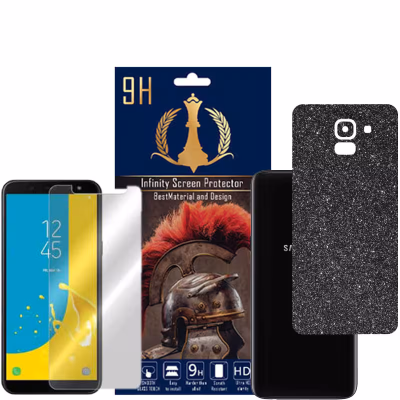 برچسب پوششی اینفینیتی مدل PRO MAX مناسب برای گوشی موبایل سامسونگ GALAXY J6 به همراه محافظ صفحه نمایش