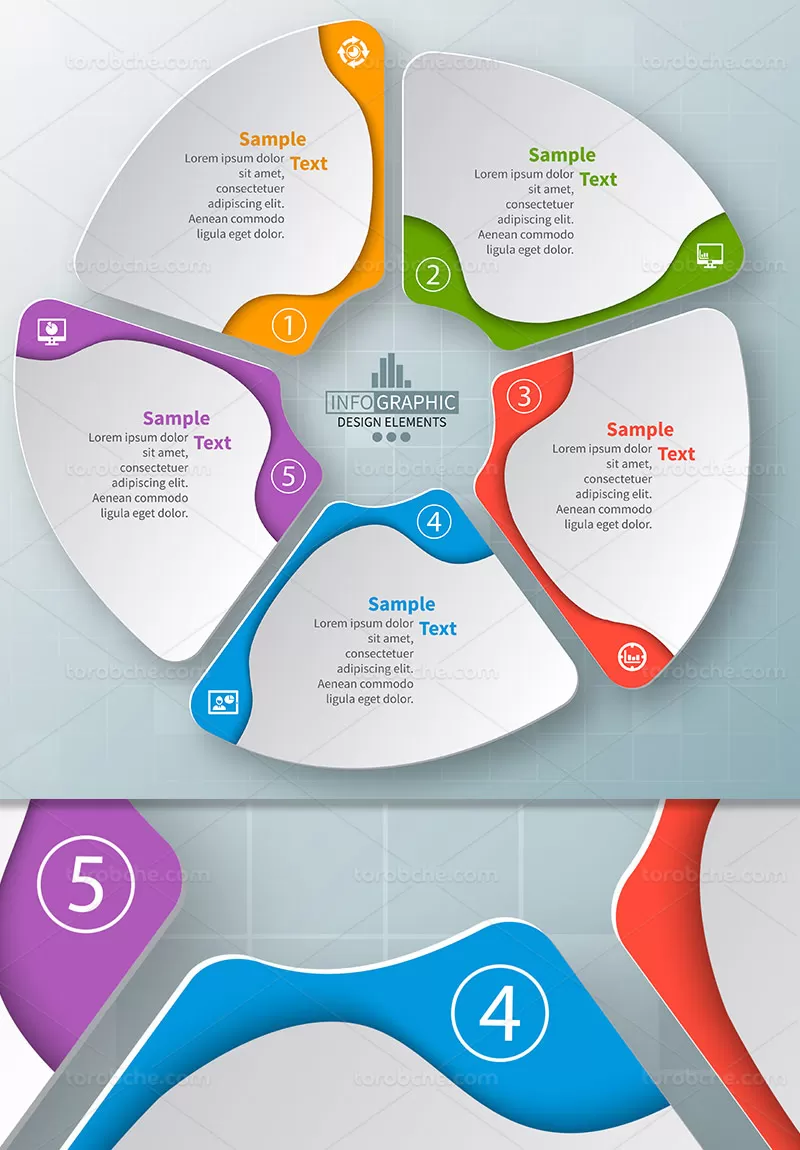 وکتور اینفوگرافیک کسب و کار پنج مرحله ای | گرافیک با طعم تربچه