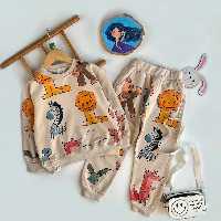 ست بلوز و شلوار اسپورت بچگانه شیک و جذاب مناسب حدود سنی 2 تا 8 سال جنس پنبه لاکرا کیفیت عالی 