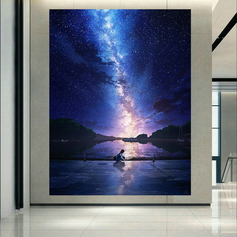 تابلو شاسی طرح انیمه مدل کهکشان و ستارگان کد AR1128 | دنیای قاب