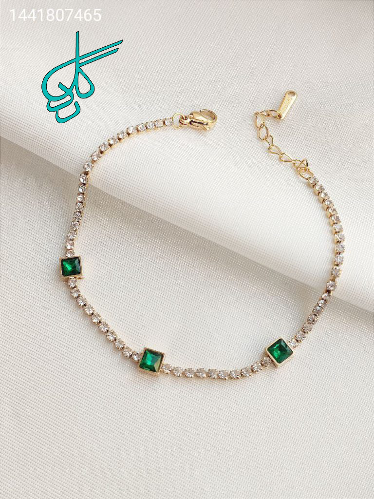 خرید دستبند استیل نگین دار رنگ ثابت کد 1216300 - ردگل