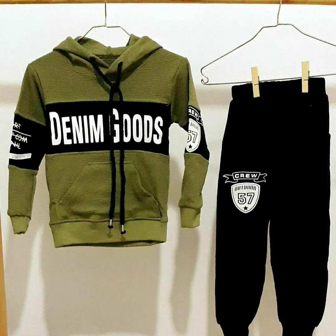 هودی شلوار پسرانه رنگ زیتونی جنس ژاکارد کیفیت درجه یک 