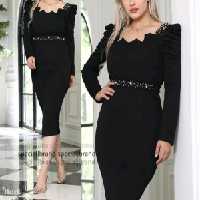 پیراهن مهمانی زنانه کرپ کش مدل سروین