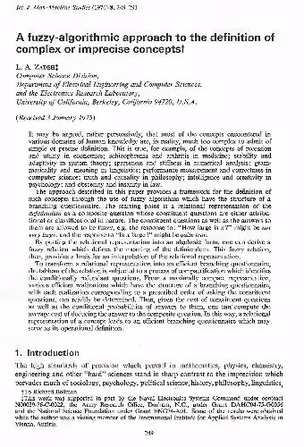 خرید و دانلود نسخه کامل کتاب A fuzzy-algorithmic approach to the definition of complex or imprecise concepts
