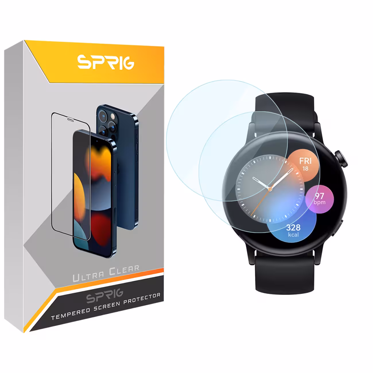 محافظ صفحه نمایش شیشه ای اسپریگ مدل SPG مناسب برای ساعت هوشمند هوآوی GT3 42mm بسته دو عددی