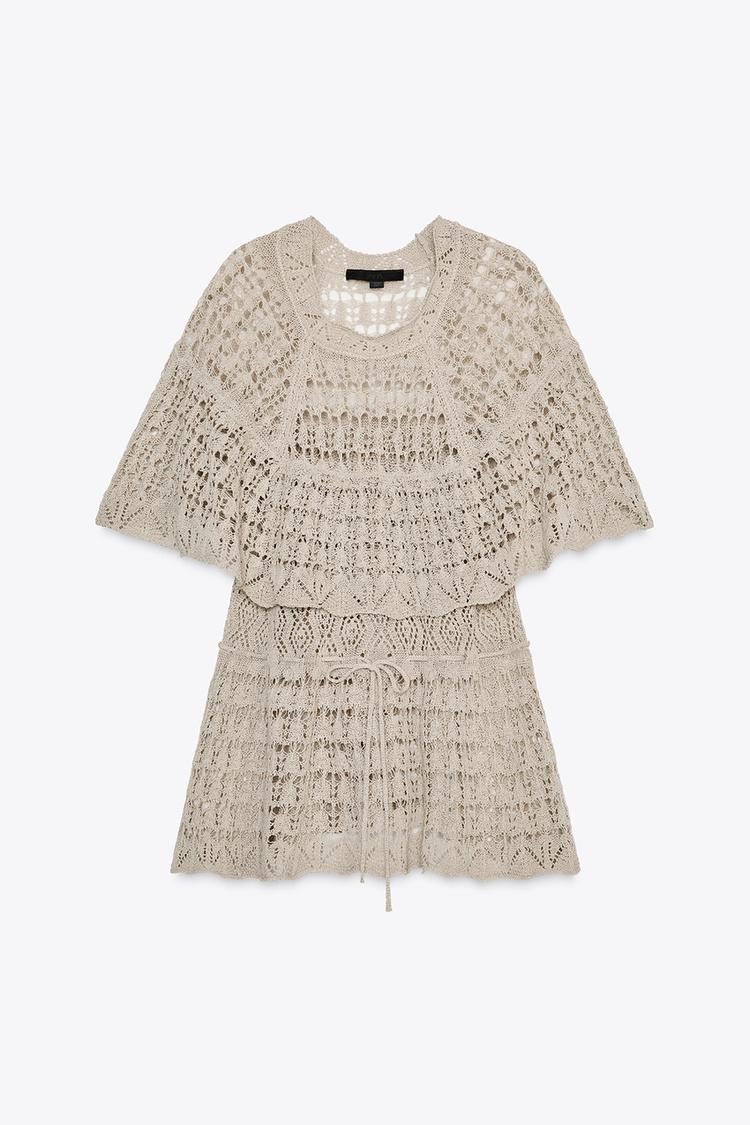 لباس زنانه زارا POINTELLE KNIT TOP WITH RUFFLE | تهران زارا TehranZara