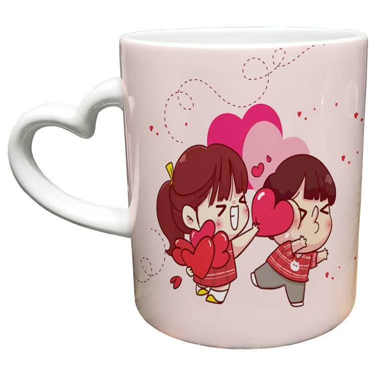 ماگ مدل دسته قلبی طرح عاشقانه کد 72