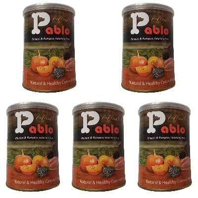 کنسرو غذای گربه پابلو مدل مرغ و کدو تنبل و سنبل الطیب وزن 2000 گرم بسته 5 عددی