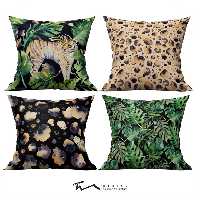 چهار عدد کاور کوسن طرح جنگل استوایی - دو رو مخمل پورش - 40 در 40 - زیپ مخفی 