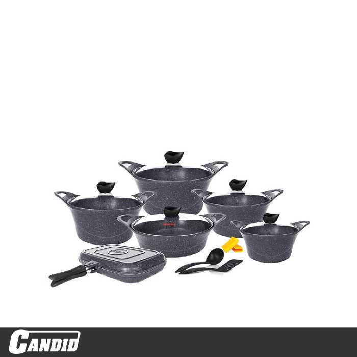 سرویس قابلمه 15 پارچه کاندید مدل کاپری دورو خاکستری