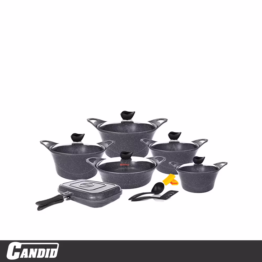 سرویس قابلمه 15 پارچه کاندید مدل کاپری دورو خاکستری