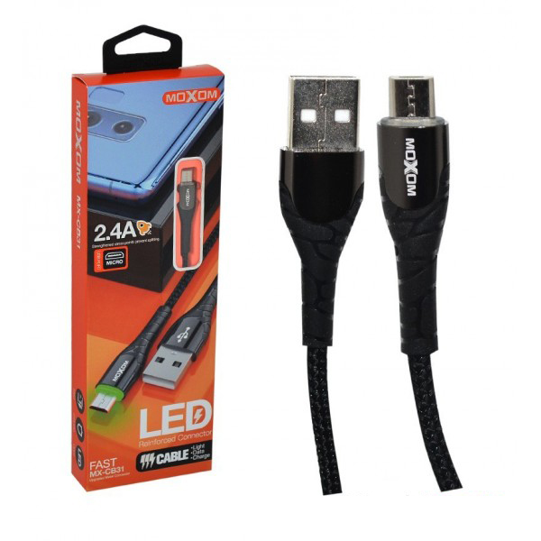 کابل تبدیل USB به MicroUSB موکسوم مدل MX-CB31 طول 1 متر