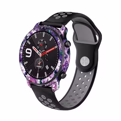 برچسب ماهوت طرح Purple Flower مناسب برای ساعت هوشمند شیایومی Amazfit GTR 47mm
