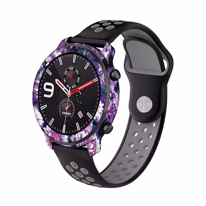 برچسب ماهوت طرح Purple Flower مناسب برای ساعت هوشمند شیایومی Amazfit GTR 47mm