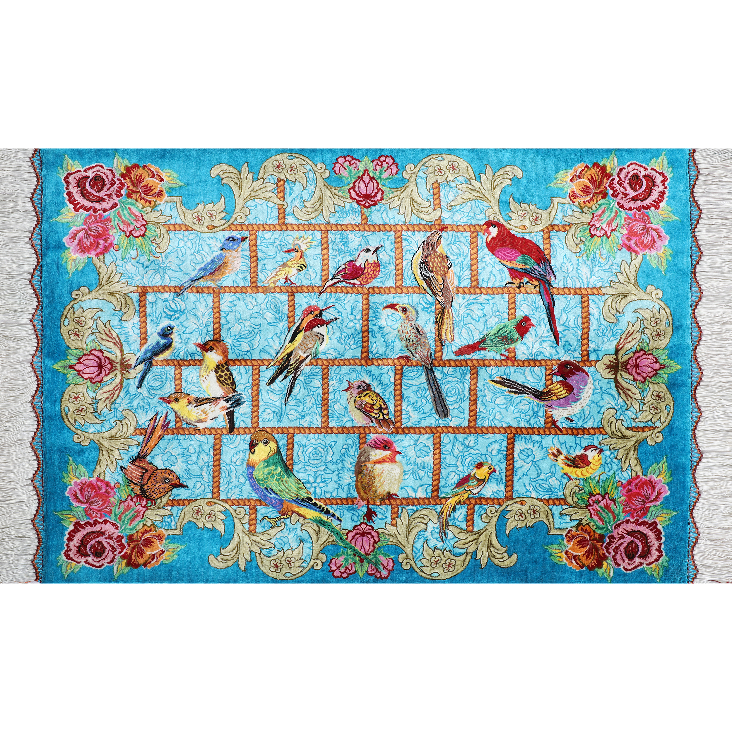 فرش دستبافت نیم متری مدل پرنده کد 61