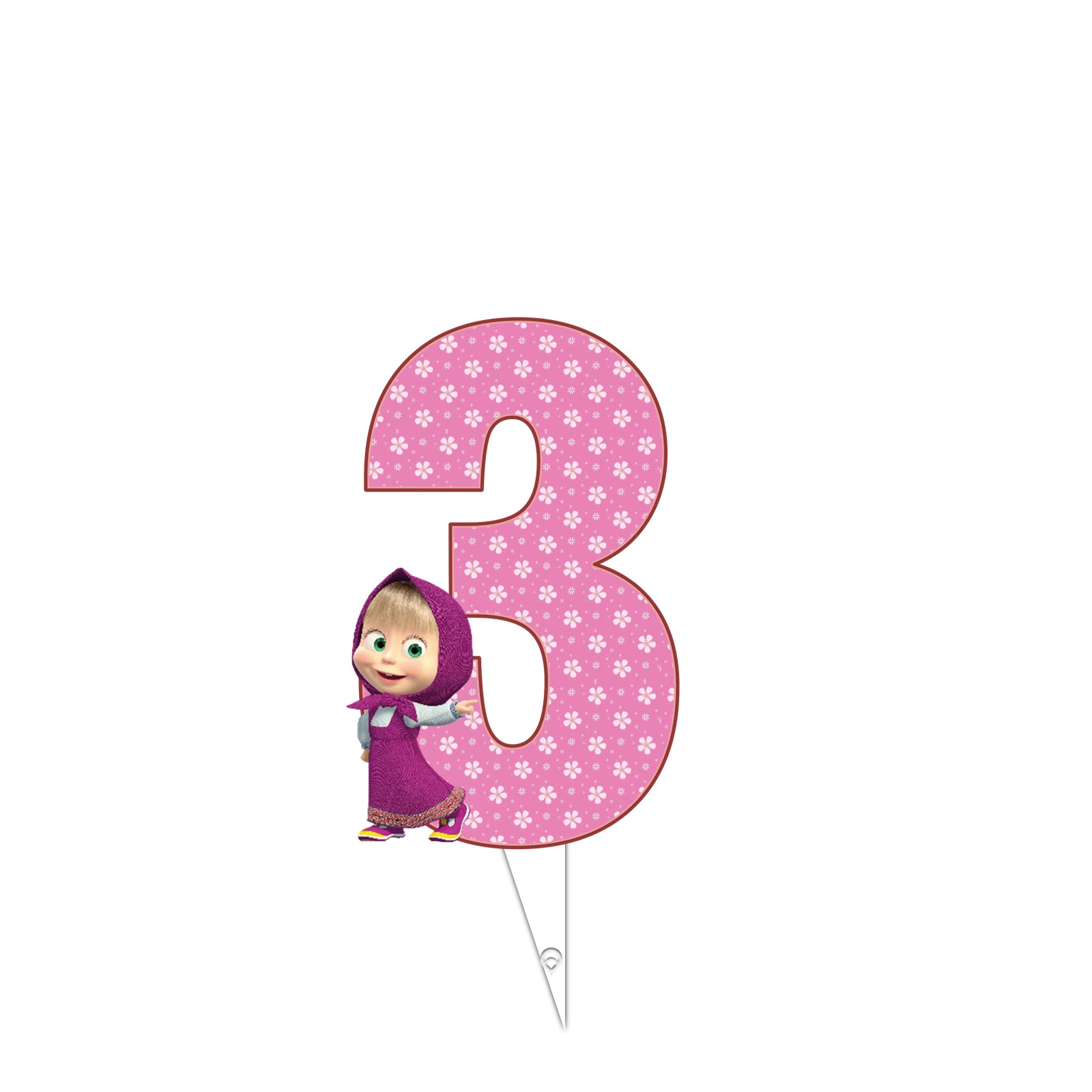   تاپر تولد طرح عدد 3 مدل ماشا و میشا خرسه